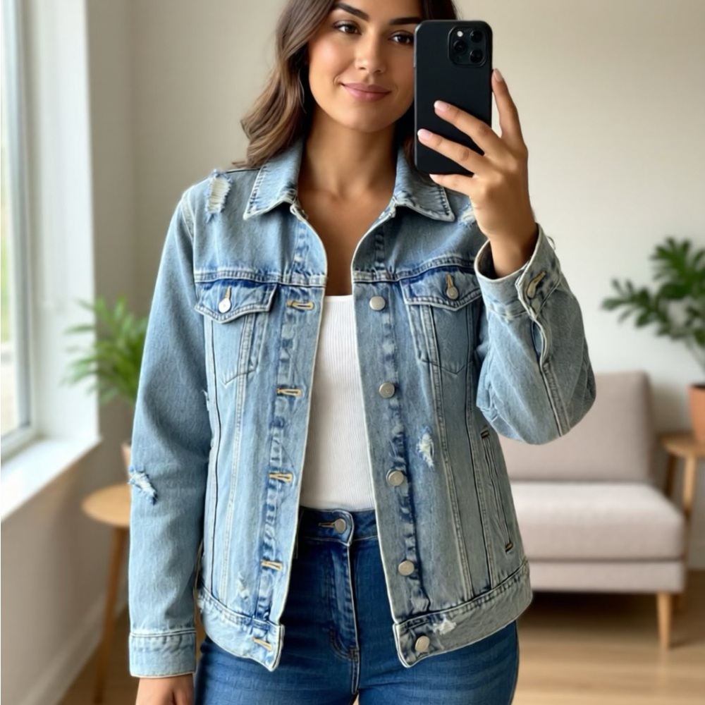 Old Navy Light Blue  Distressed Jean Jacket
